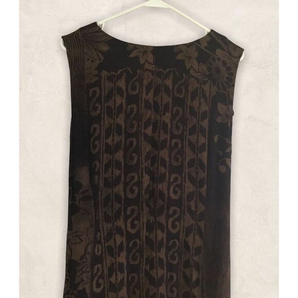 Vtg Norton McNaughton Maxi Dress Brown Floral Pleated Belted Size‎ M - Picture 4 of 13